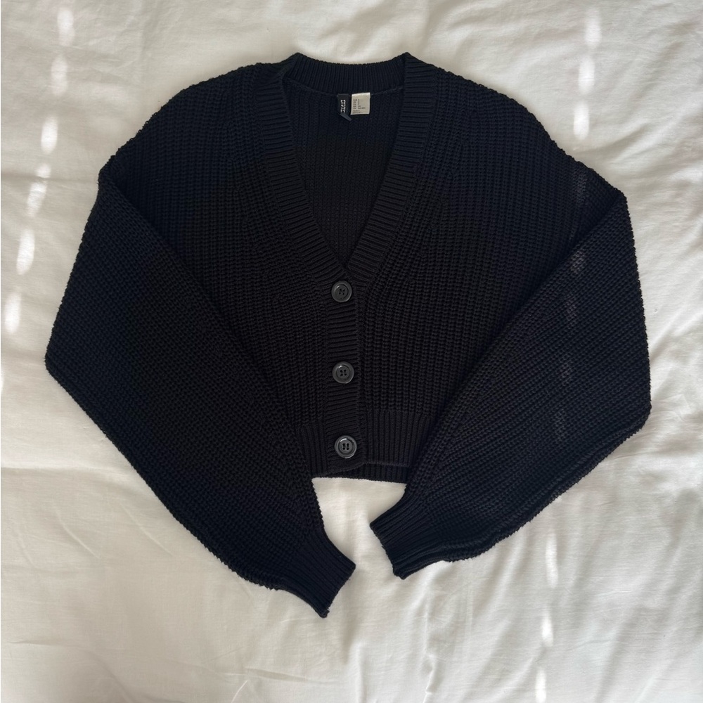 H&M Divided Black Crop Chunky Knit Women's Sweater Size S